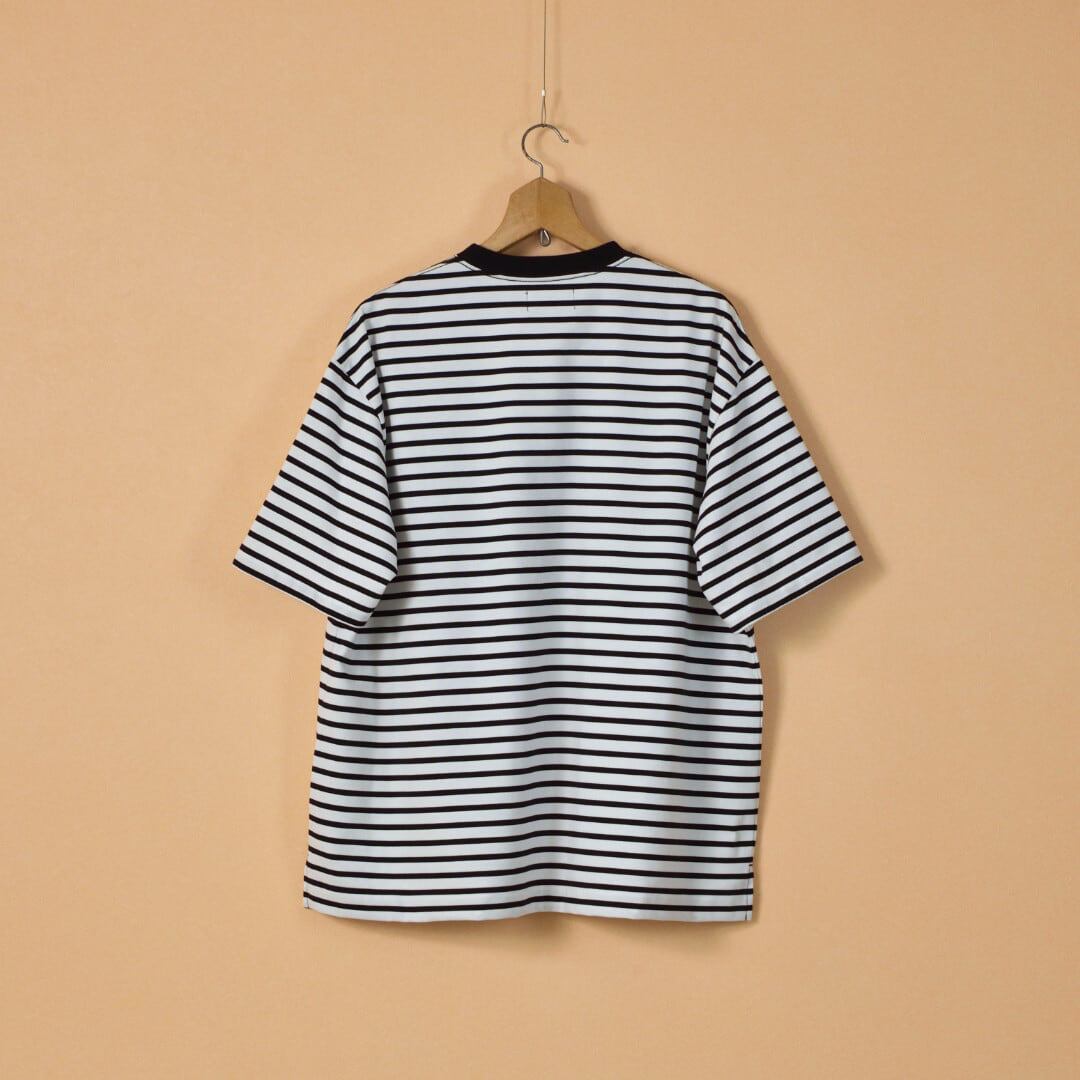 Manual Alphabet マニュアルアルファベット ファンクショナルPRDボーダーワイドTシャツ・ホワイトxブラック【メンズ】