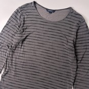 BURBERRY LONDON バーバリー ボーダー ストレッチ 七分袖カットソー 4/Tシャツ/グレー ブラック