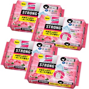 【在庫のみ】クイックル 【まとめ買い】トイレストロング トイレシート 液量たっぷり! 便座裏のハネ汚れも一気にラク落ち! プレミアムローズの香り 替え16枚×4個