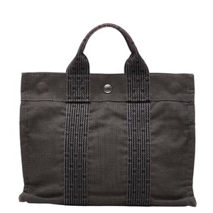 エルメス エールライン トートPM ハンドバッグ グレー キャンバス レディース HERMES 【中古】