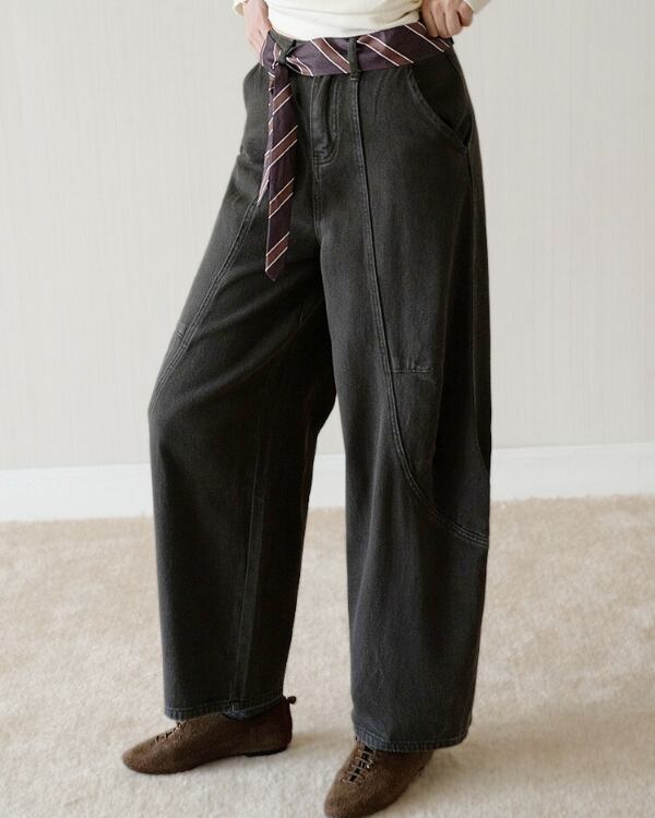 Baggy curve denim pants TH3579