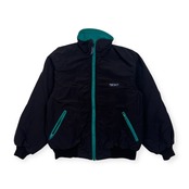 80s USA製 Eddie Bauer エディーバウアー 裏フリース ハイネック ナイロン ジャケット ジャンパー M/ブラック レディースビンテージ