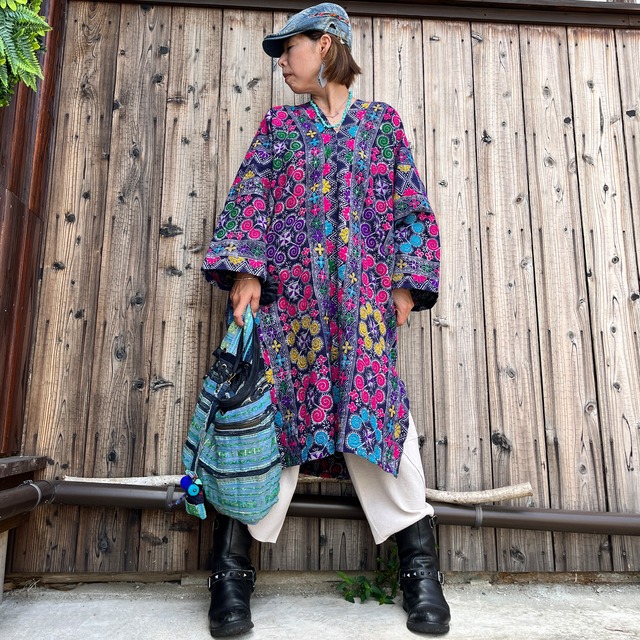 モン族ハンドメイドフラワーワンピース