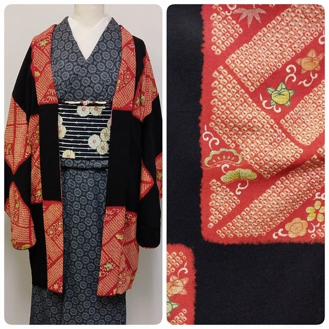 kimonoarisa◇日本の総手絞り◇長羽織◇正絹◇裄67丈 kimonoarisa◇日本の総手絞り◇長羽織◇正絹◇裄67丈