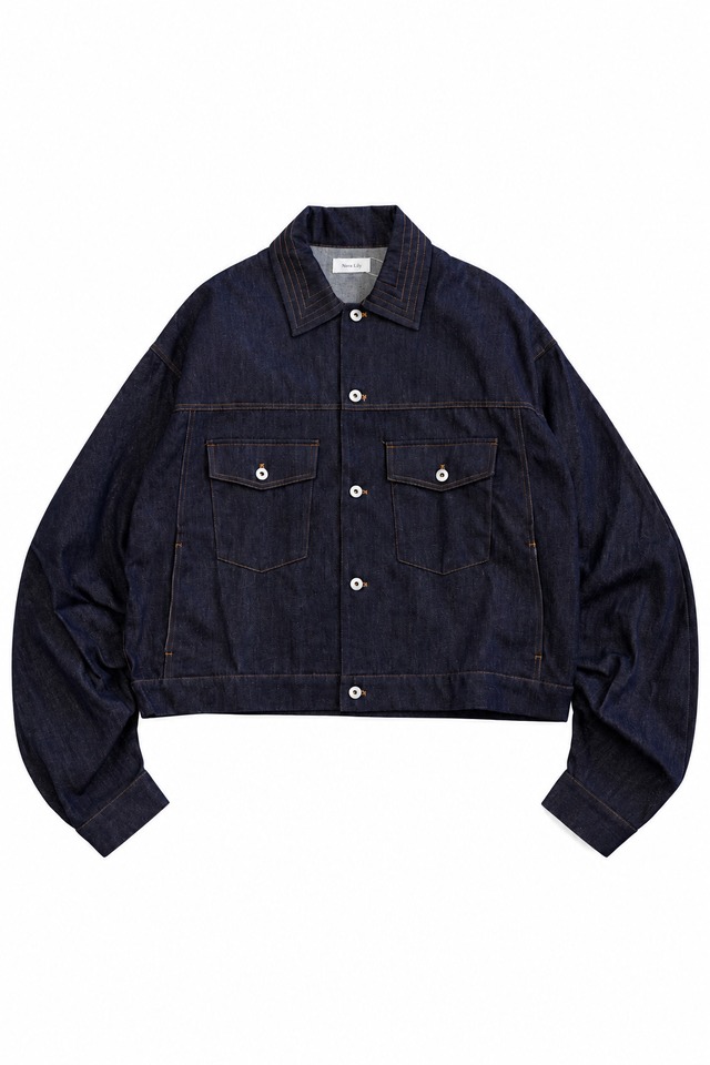【Nora Lily】Tuck Arm Big Blouson 2(UNISEX)-Indigo DENIM
