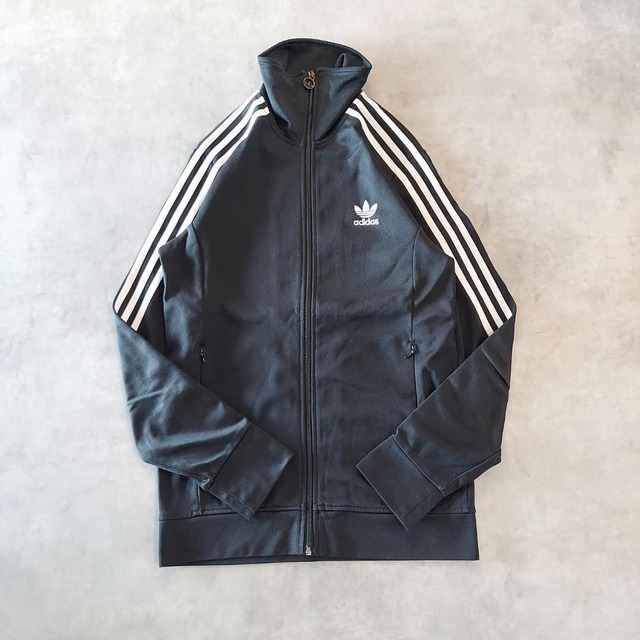 adidas アディダス トラックジャケット 古着 襟高 L 黒 白 16212