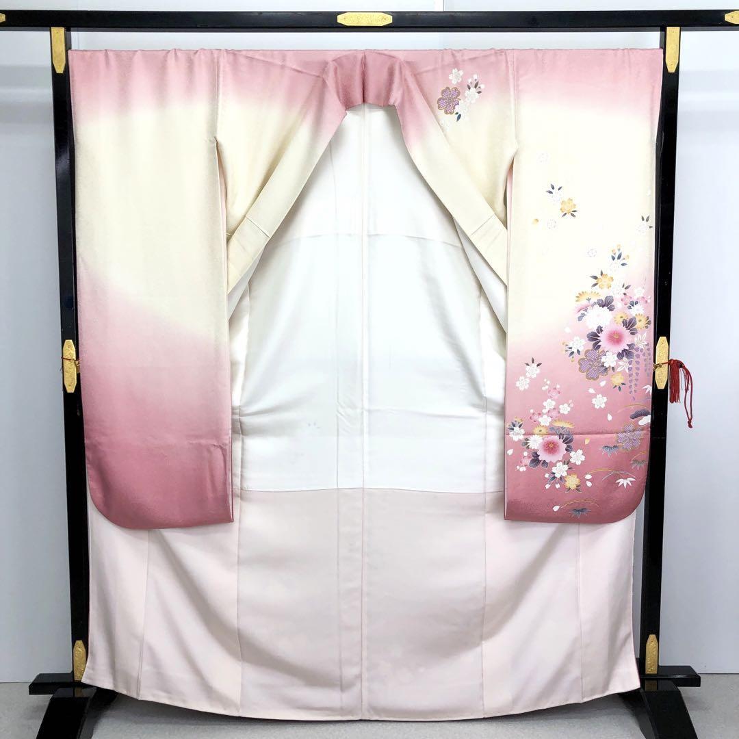 振袖 美しい桜柄 金駒刺繍 銀通し 乳白色 トールサイズ K-2903 振袖 美しい桜柄 金駒刺繍 銀通し 乳白色 トールサイズ K-2903