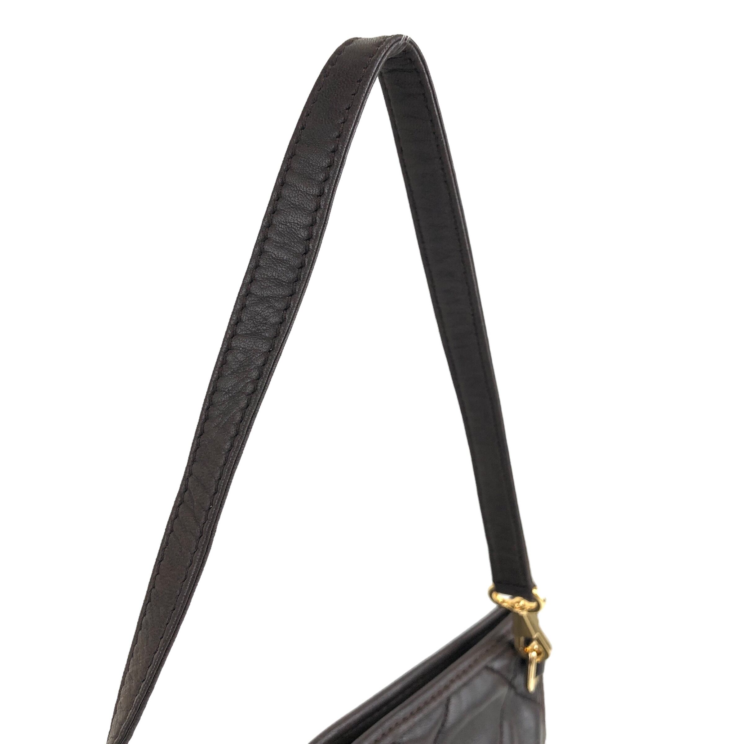 LOEWE ロエベ キルティング ポーチ ブラウン レザー vintage LOEWE ロエベ キルティング ポーチ ブラウン レザー vintage