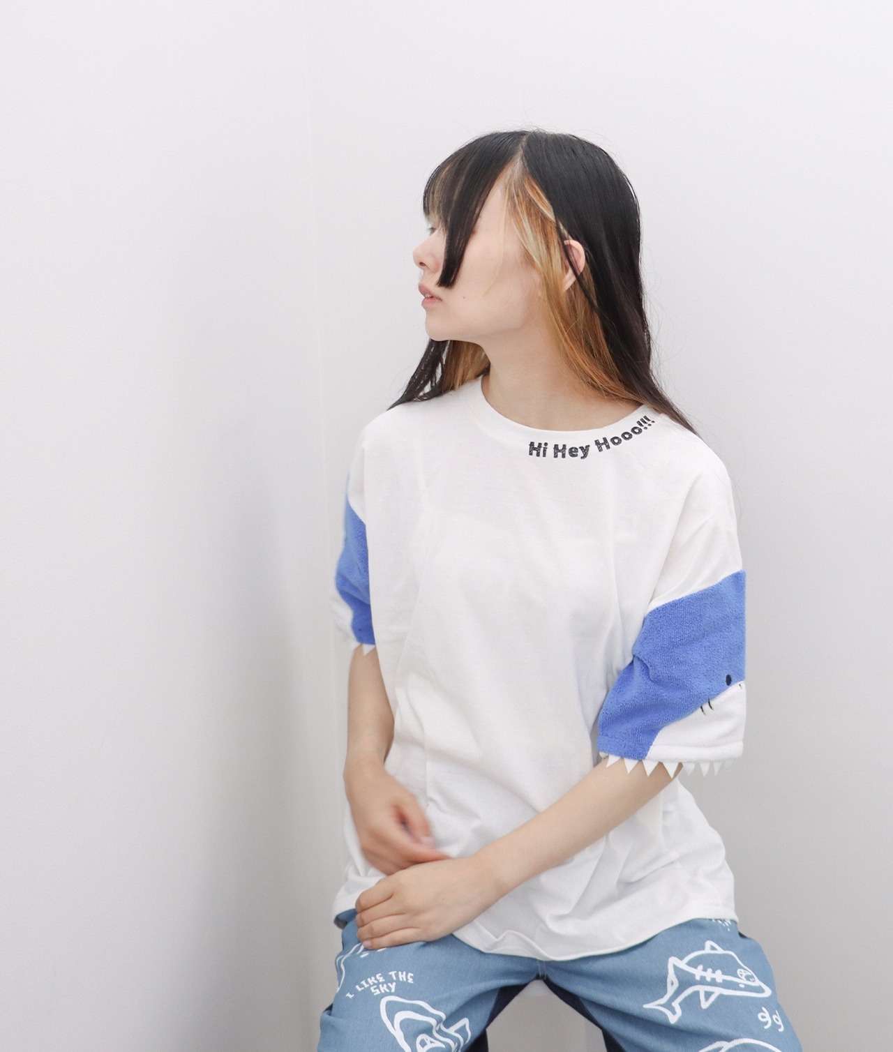 袖キバ サメ＆熊＆ライオン 異素材袖Tシャツ H1240017 - 8