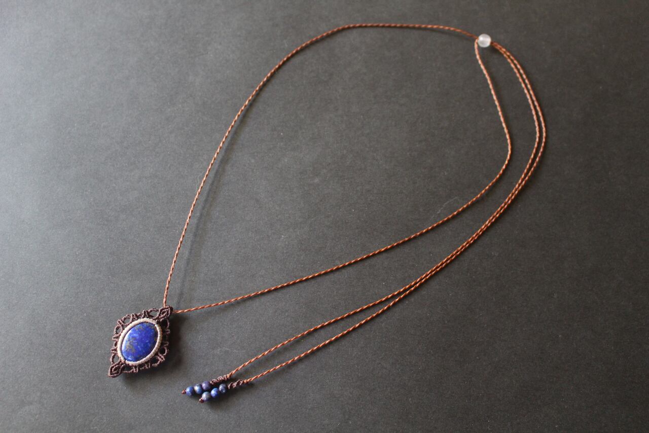 Lapis lazuli micro macrame design pendant