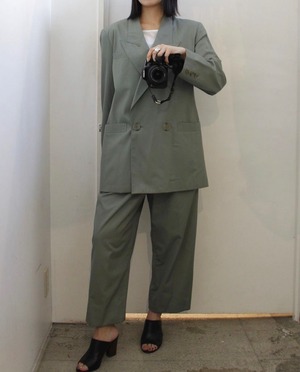 Green Peaked Lapel Collar Jacket