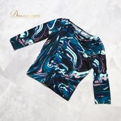 社交ダンス 衣装 トップス ブラウス グリーン系 ブラック系 Chacott ROYAL DANCE チャコットロイヤルダンス 日本製 伸縮 ストレッチ 練習 レッスン 柄 模様 緑 黒 青 ドレープ パーティー 総柄 かわいい 鮮やか ピンク系 ブルー系