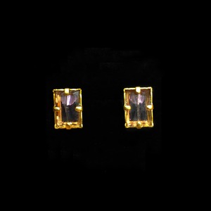 Purple lined rectangle glass earrings