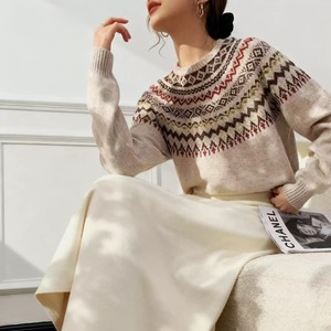 フェアアイル柄 クルーネック ニット W01396