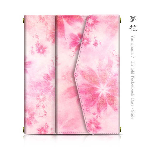 Android対応｜夢花 - 和風 三つ折り手帳型スライド式スマホケース