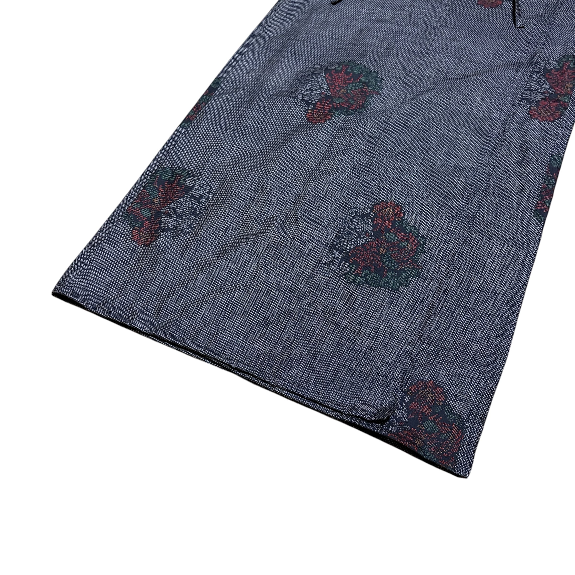 本場大島紬 着物リメイク カシュクールワンピース 向かい鳥文様 左右