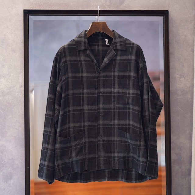 KAPTAIN SUNSHINE(キャプテンサンシャイン) 24SS "Open Collar Shirt Jacket" -BLACK PLAID-