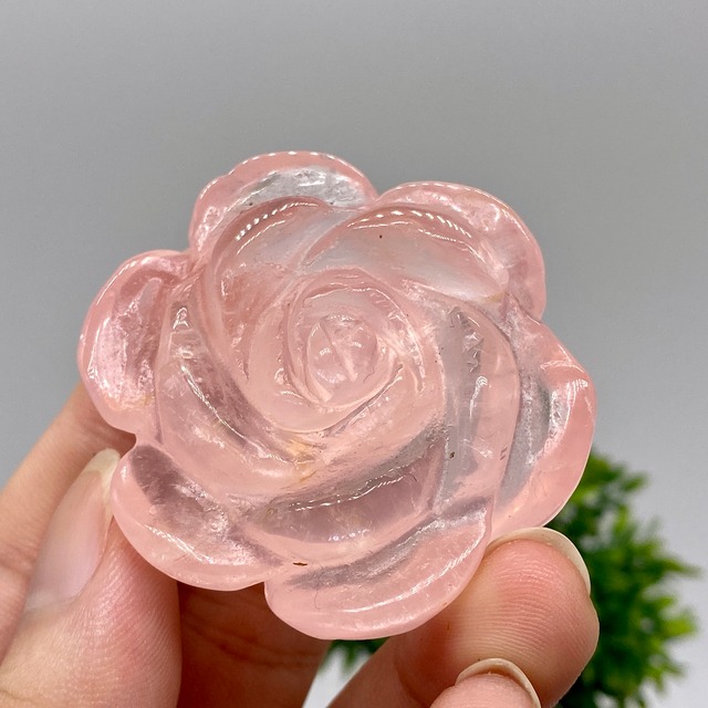 ローズクォーツ　薔薇　彫り物　置物　インテリア