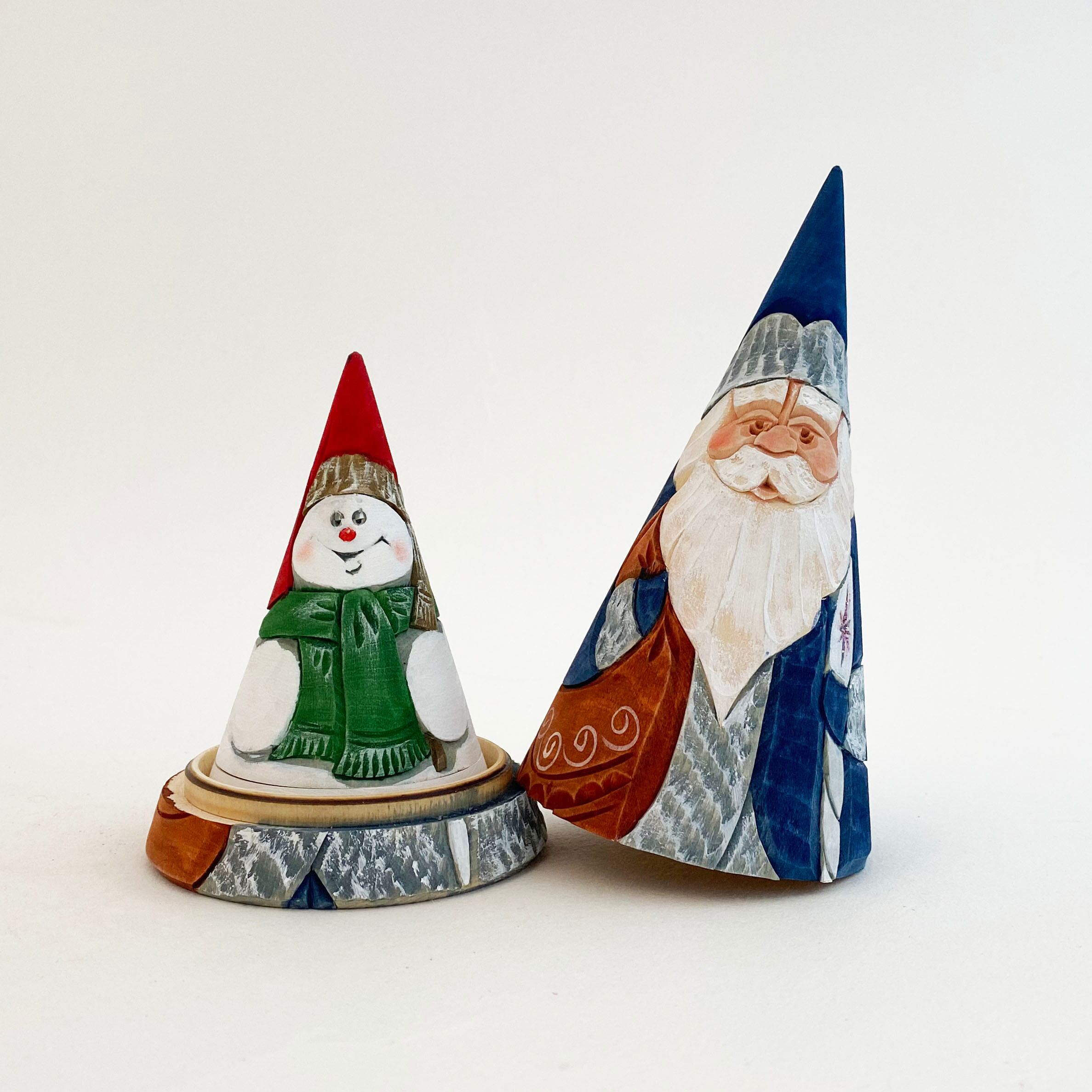 サンタ/ジェドマロース 木彫マトリョーシカ/円錐型(コブロフ工房/3個組)