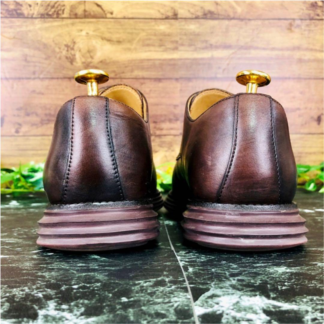 COLE HAAN ブラウン ダブルモンクストラップシューズ