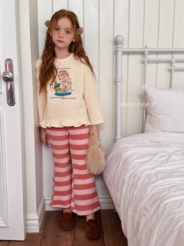 残りわずか◆90-100 ボーダーニットパンツ-POISSON