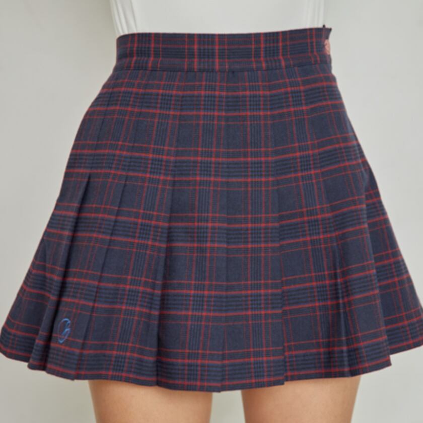 Girlish check skirt (Navy) | プレミアムゴルフウェア　J.JANE Japan