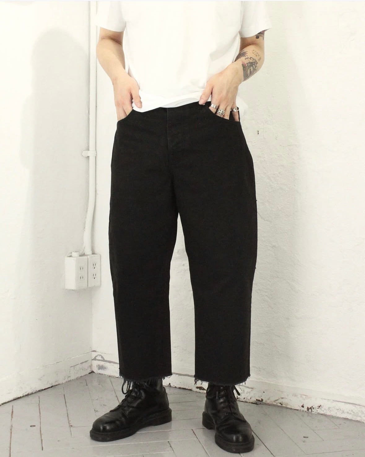 STUSSY Cut-off Black Denim Pants