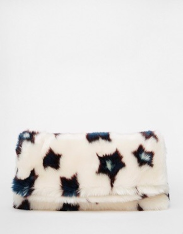 Faux fur Star Fold Over Clutch