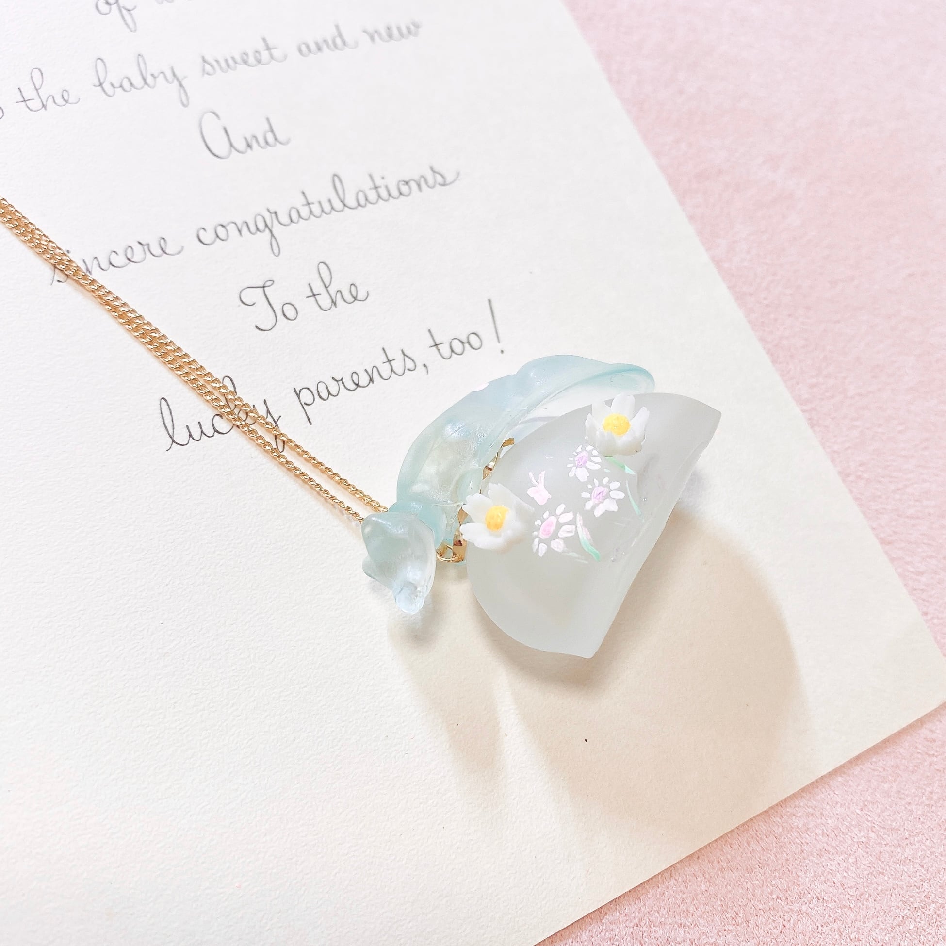 (ブルーねこ)Hand painted perfume neckless ペイント香水瓶ネックレス