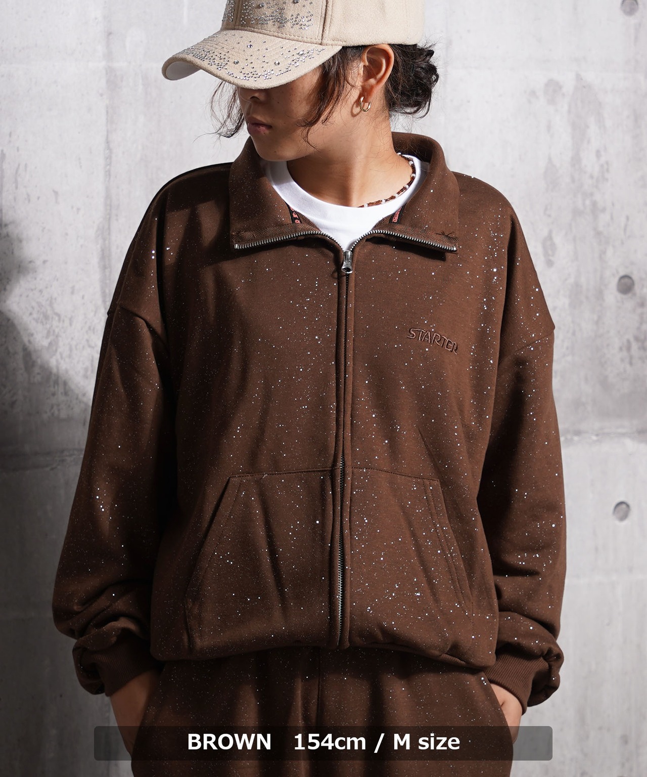 ◆STARTER ラメプリント スウェット ZIPブルゾン◆yn-770gts