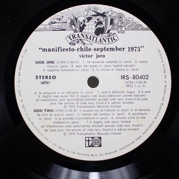 Victor Jara / Manifiesto Chile September 1973 [IRS-80402] - 画像4