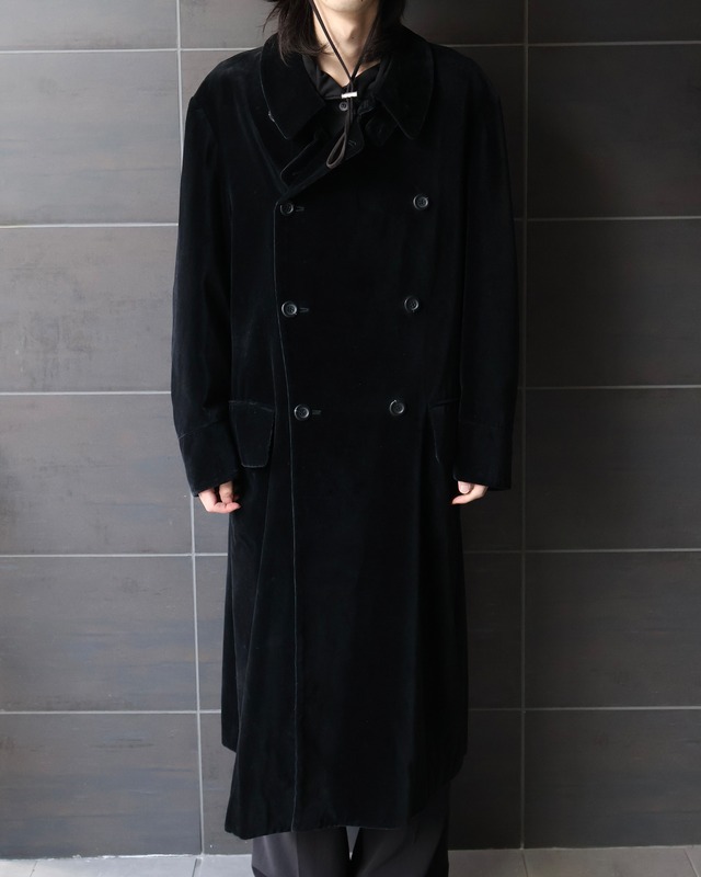 chin strap velor double long coat