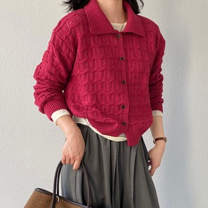 collared button-front cardigan　J00063