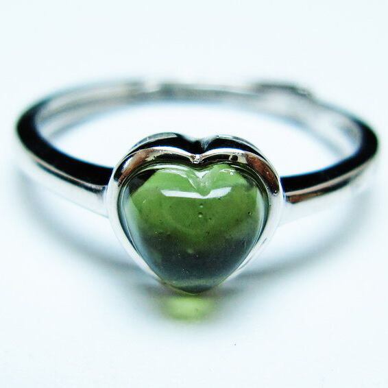 モルダバイト リング 指輪 ハート 14号 フリーサイズ 一点物 メール便可 [M便 1/20] 199-466