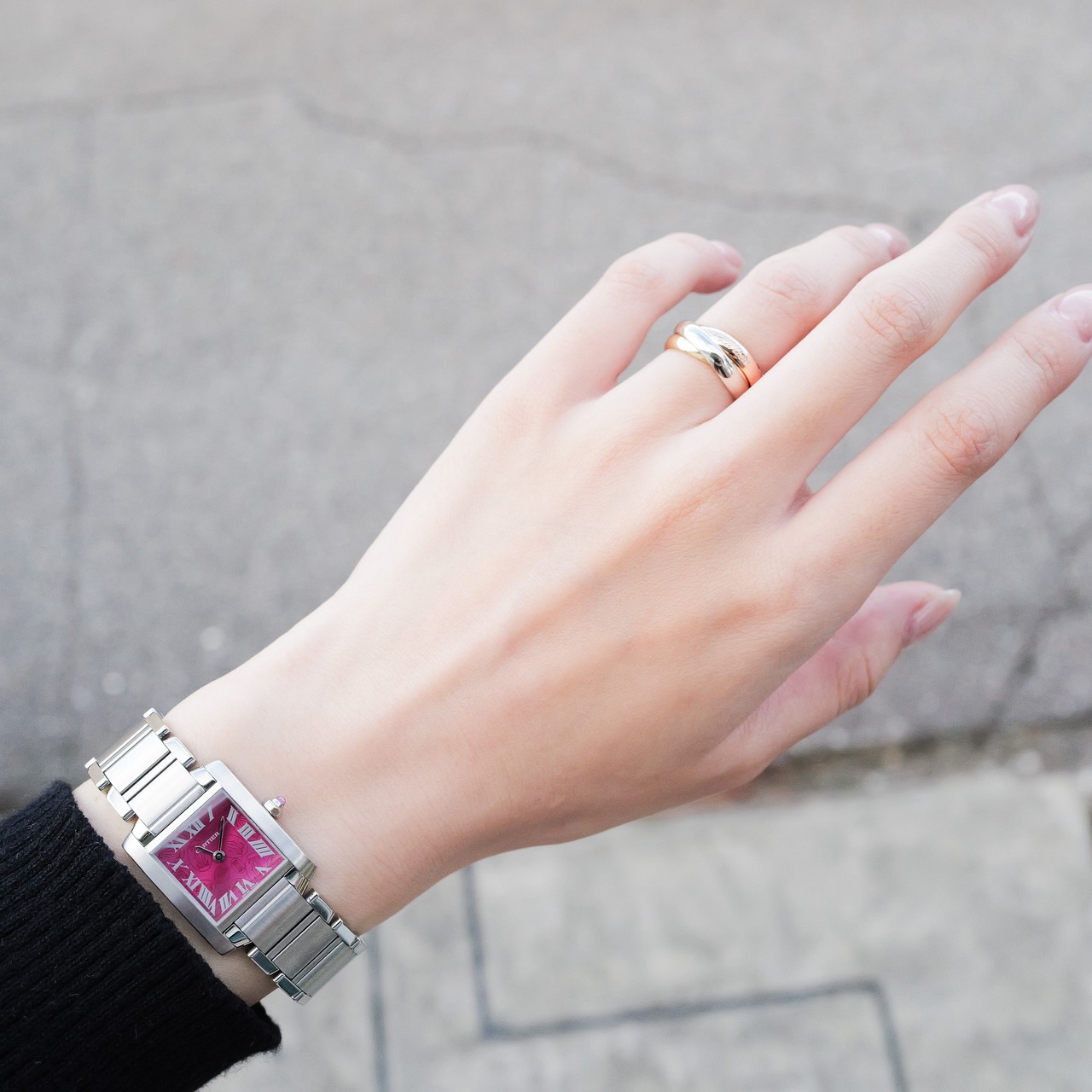 クリスマス限定品：カルティエ タンクフランセーズ  SM ラズベリー文字盤