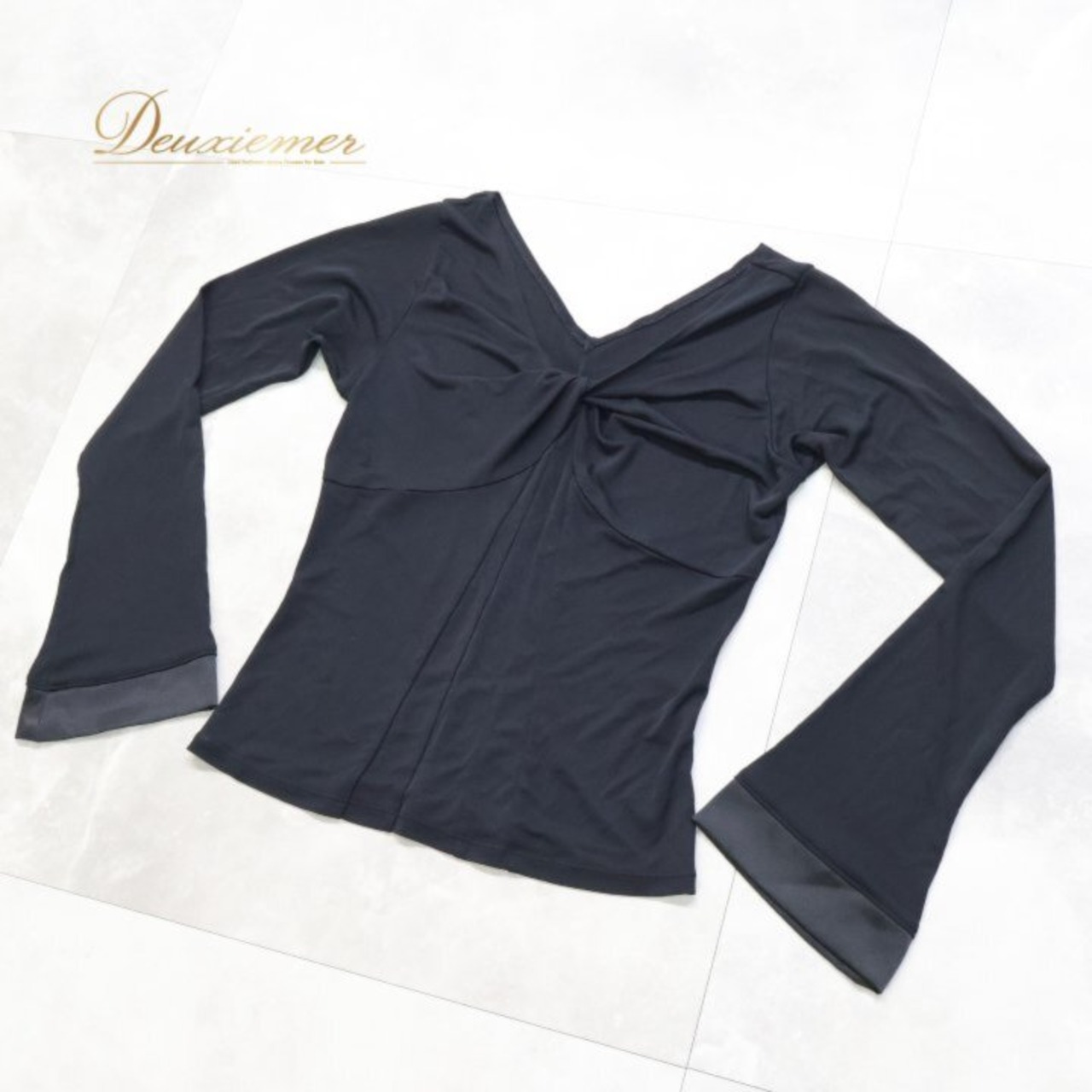 社交ダンス 衣装 チャコット Chacott ROYAL DANCE 日本製 トップス ブラウス カットソー ブラック系 黒 無地 長袖 伸縮 レッスン 練習着 ダンス パーティ 発表会 ブラック系