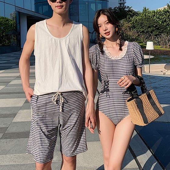 予約販売】水着 カップル水着 2点セット ペアルック メンズ レディース