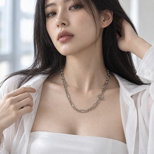 ステンレスラウンドフィガロマンテルチェーンネックレス