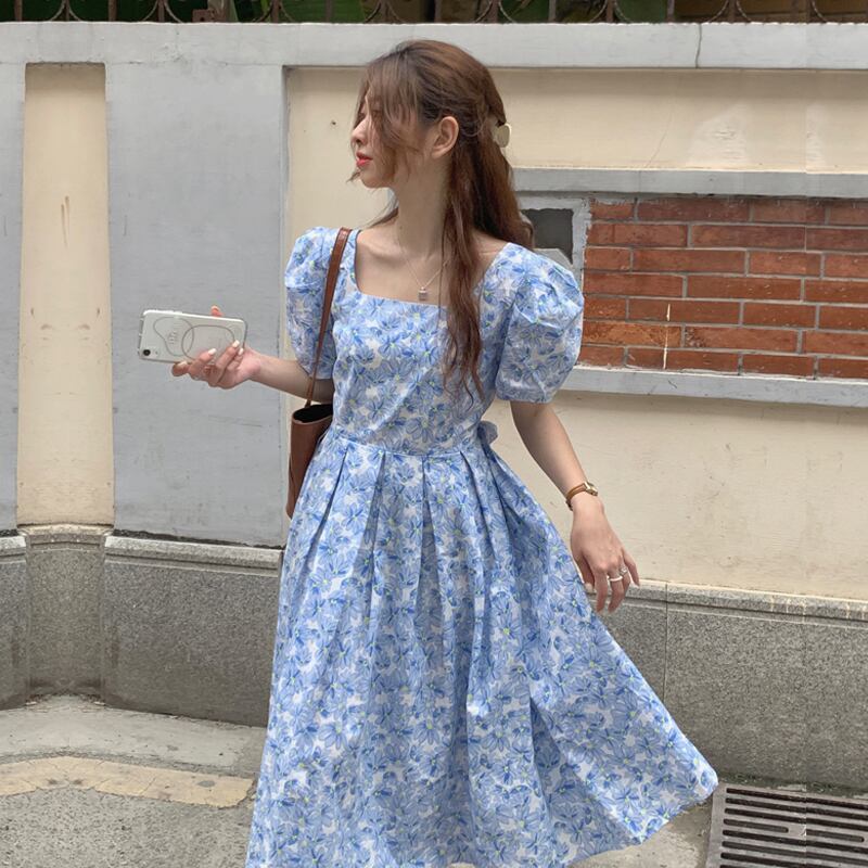 フローラルドレス サマーウェストロングスカート 大人ガーリー スウィート キュート カジュアル 夏物 花柄 スーパーモール91259932203