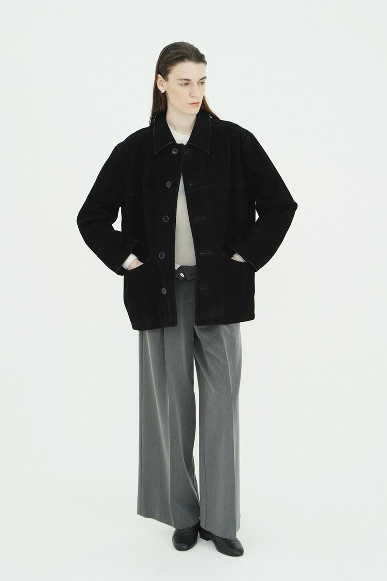 CLANE LOW WAIST TUCKED LOOSE SLACKS