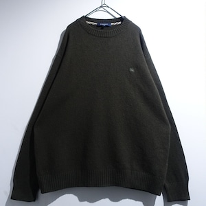 “Burberry” Moss Green Logo Embroidered Design Wool Knit