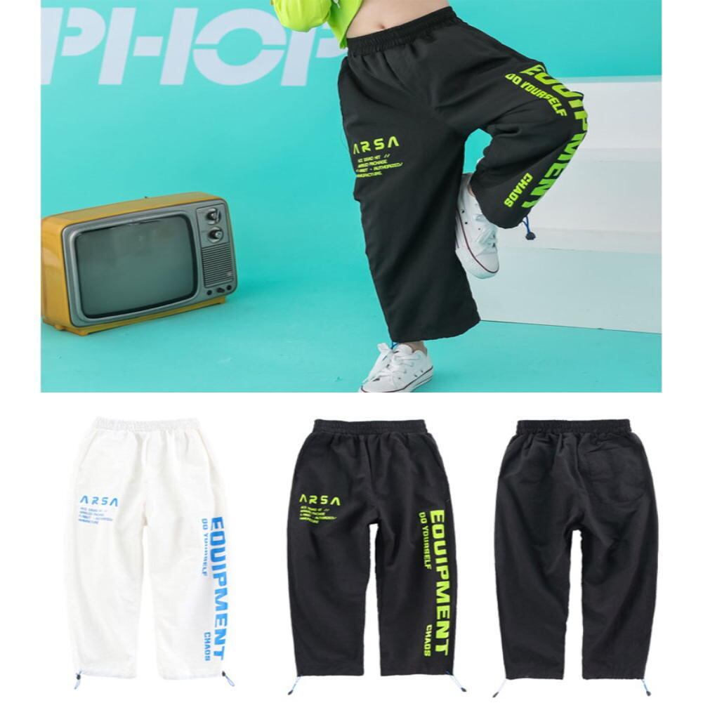予約商品 キッズダンス衣装 縦ロゴ入りhiphopシャカシャカパンツ キッズ ダンス 衣装 シャカパン ヒップホップ ダンス衣装 ロングパンツ 発表会衣装 女の子 男の子 X0052 ダンス衣装の子供服tinygang