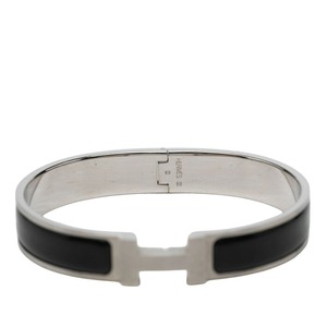エルメス クリックHH T5 XL エナメルブレスレット バングル シルバー ブラック メタル レディース HERMES 【中古】