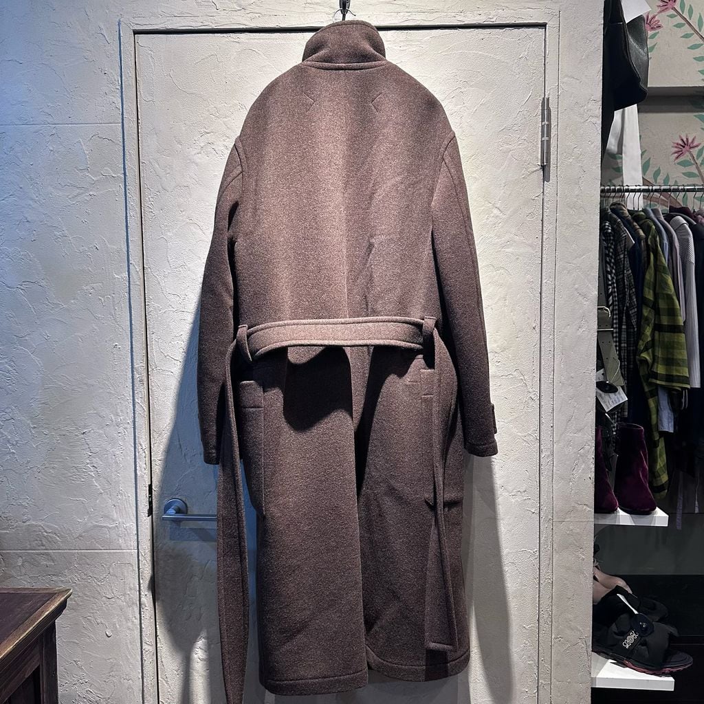 LEMAIRE ルメール 24AW WRAP COAT WITH CONTRAST STITCH BROWN CHINE