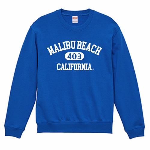 【メンズ】Malibu College Print Sweat/Blue（マリブカレッジ スウェット ブルー）