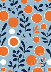 Orange Bloom｜北欧モダンな幾何学×植物アートポスター｜ビタミンカラーで空間を明るく彩るインテリアにA3ポスター