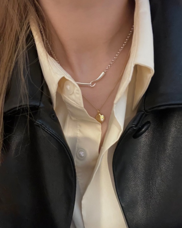 S925 Button necklace【silver/gold】(N55)