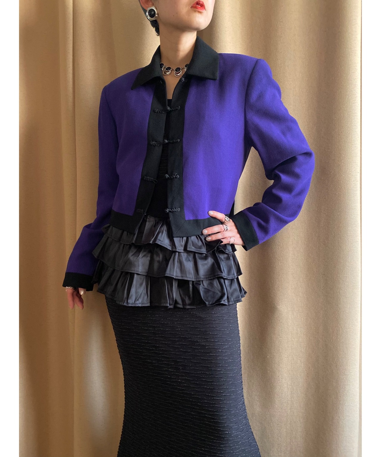 china button design purple jacket-3981-2