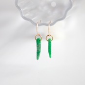 シンプルながらも個性が光る翡翠ピアス！K10YG A貨翡翠 jd_mm1109_B