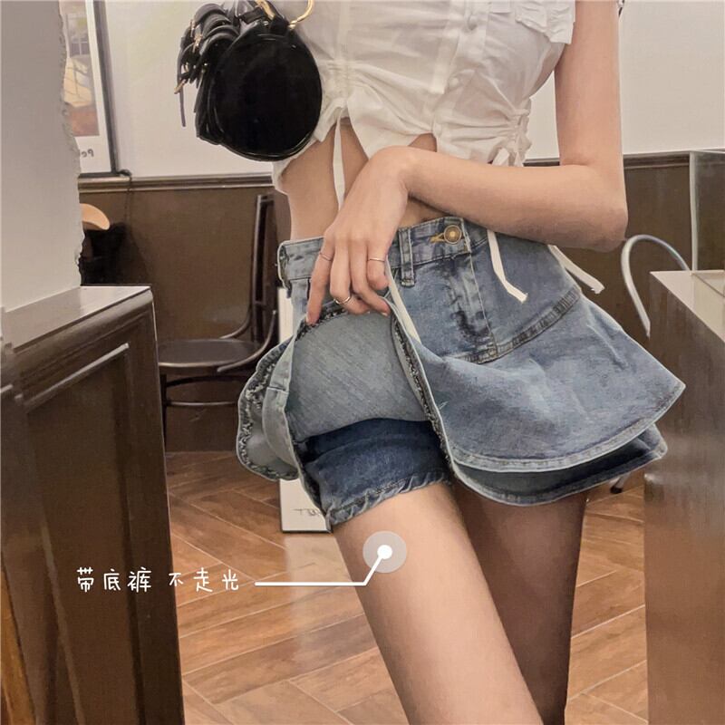 スカート ハイウェストウェストショートサマーAラインプリーツ 夏物 YY-ファッション85425457647